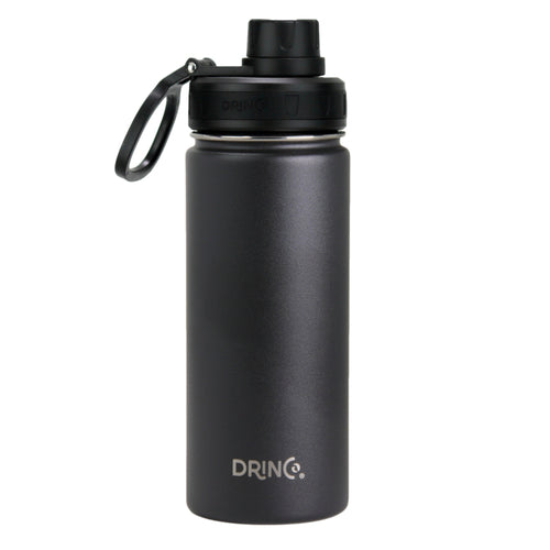 Borraccia sportiva DRINCO® in acciaio inox da 18 oz (circa 530 ml) - Nera