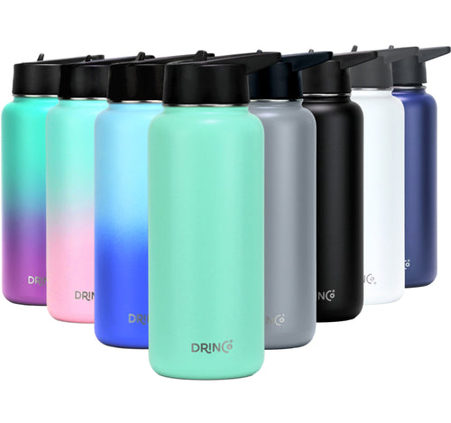 Borraccia DRINCO® in acciaio inox da 32 oz (3 tappi) - Verde acqua