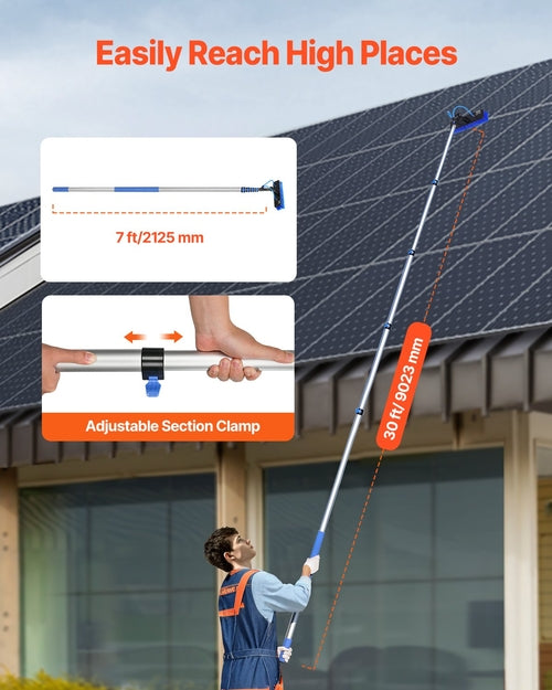 Water Fed Pole Kit, 9m Solar Panel Cleaning Pole with Extendable