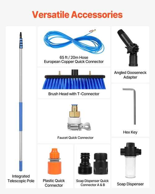 Water Fed Pole Kit, 9m Solar Panel Cleaning Pole with Extendable